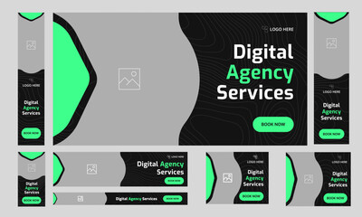 Wall Mural - Fully customizable vector digital agency web set banner design, digital marketing agency web bundle banner design, editable vector eps 10 file format