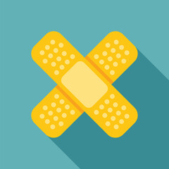 Sticker - Two yellow bandages are forming a cross, representing the concept of first aid and wound care