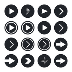 Wall Mural - set of simple arrow buttons in different variations. black collection of navigations signs. vector i