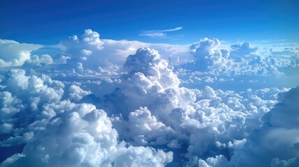 fluffy white clouds against a deep blue sky