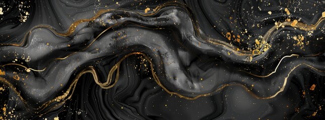 Wall Mural - Abstract liquid marble texture with golden lines