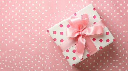 Sticker - Gift Box with Pink Polka Dots and Bow