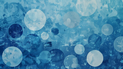 Wall Mural - A blue background with abstract circles in blue and white tones.