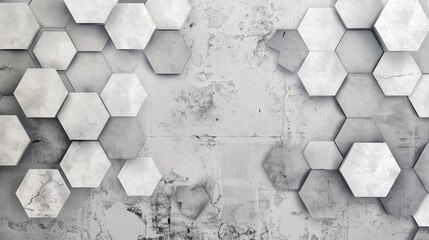Wall Mural - A light grey background with hexagon patterns in light grey and dark grey tones.
