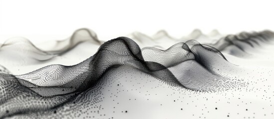 Wall Mural - abstract black and white 3d mesh landscape
