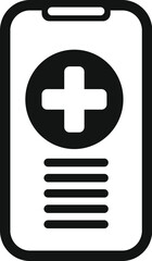 Wall Mural - medical app displaying a plus sign on a smartphone screen, symbolizing online healthcare services