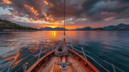 Wall Mural - Sunset Cruise Through the Mediterranean Sea