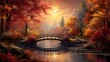 © NAK - a picturesque lake bridge amidst a fall forest