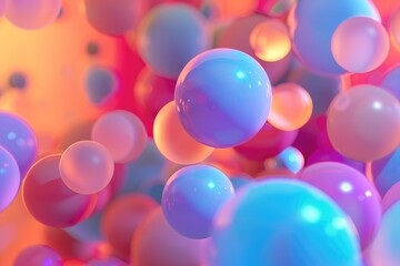 Wall Mural - Spheres of color floating in a sea of soft gradients, Colorful bubbles floating in the air, AI generated