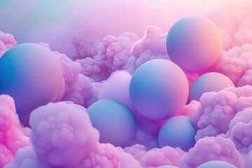 Wall Mural - Spheres of color floating in a sea of soft gradients, Brightly colored bubbles hovering in the air, AI generated