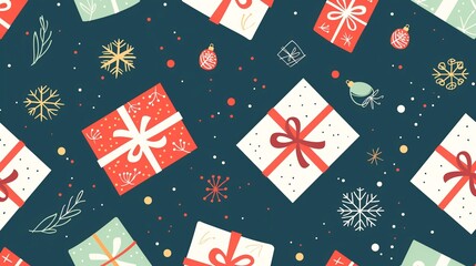 Seamless Festive New Year Background for gift Packages and Postcards