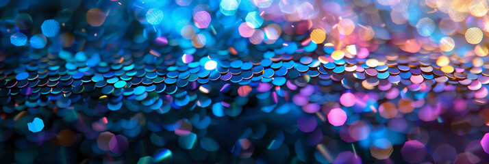 blue glitter bokeh shimmering lights abstract background sparkling texture festive night celebration dreamy elegant backdrop holiday magic glow vibrant navy deep cobalt sapphire blurred copy space ban