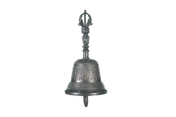 Old traditional metal bell Tibet isolated on white