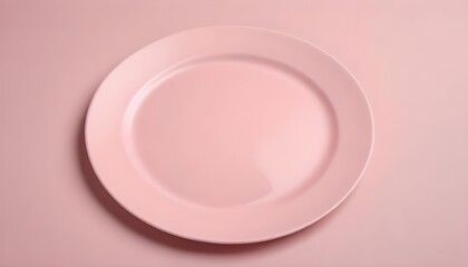 Wall Mural - A blank empty pink plate on a pink background with copy space for advertising your products