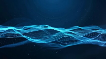 Wall Mural - musical wave. wave motion of points. the concept of science, technology,glowing fiber optic cable,