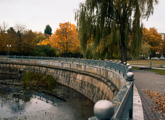 Wall Mural - beautiful landscape of the old embankment in autumn