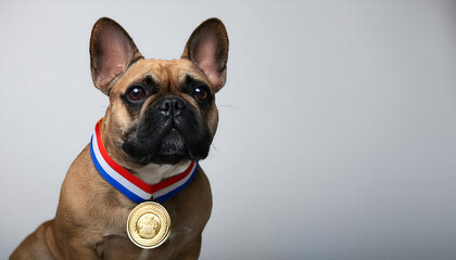 Wall Mural - French Bulldog Wearing a Gold Medal