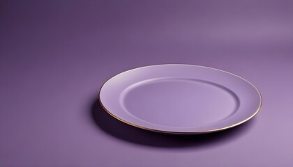 Wall Mural - A blank empty purple plate on a purple background with copy space for advertising your products