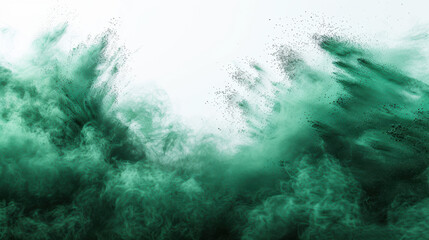 Wall Mural - Abstract green smoke and fog on a white background, dynamic and mysterious vapor texture for creative designs or as artistic backdrop.