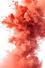 Wall Mural - Abstract cloud of orange ink in water isolated on white background. Creative explosion with vibrant color swirls.
