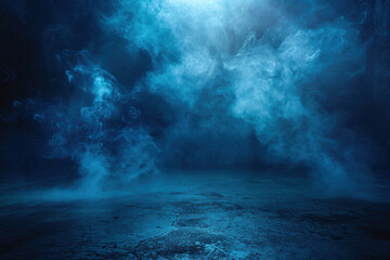 Wall Mural - moody ethereal smoky blue abstract background with swirling mist and textured surface, creating a my