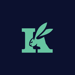 Wall Mural - Letter K Rabbit Logo Icon Vector Template