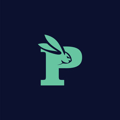 Wall Mural - Letter P Rabbit Logo Icon Vector Template