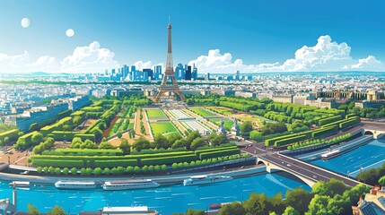 Cityscape illustration of Paris, France