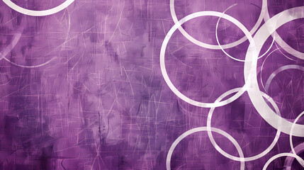 Wall Mural - Abstract purple background with overlapping white circles and textured brushstrokes.