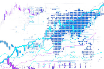 Wall Mural - A collection of colorful financial graphs and charts on a transparent background. Represents financial data and trading analysis. 3D Rendering