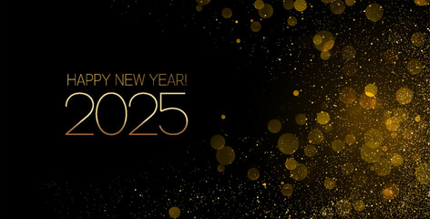 Fototapete - 2025 New Year Abstract shiny color gold wave design element