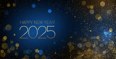 Sticker - 2025 New Year Abstract shiny color gold wave design element