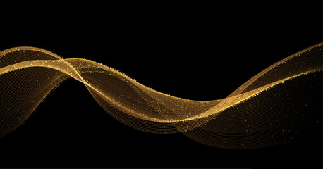 Aufkleber - Abstract shiny color Gold wave design element