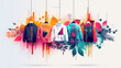 © Дмитрий Симаков - A colorful display of clothing hanging from a rack