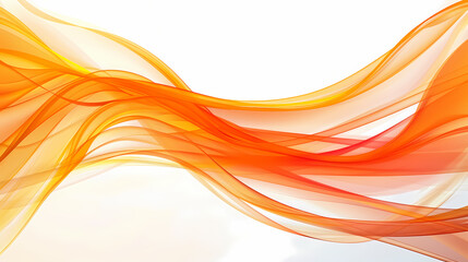 Sticker - Abstract wave of vibrant orange ribbons flowing against a white background.