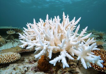 Wall Mural - A close up of a bleached coral, showing its white, lifeless structure