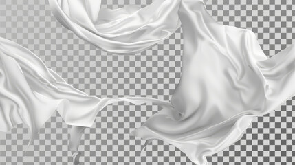 Wall Mural - white satin fabric floating, isolated