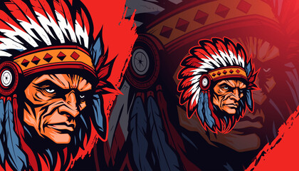 Apache warrior mascot logo for Sport and E-Sport Gaming Teams