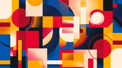 Wall Mural - Geometric Shapes: An abstract background featuring a mix of geometric shapes in varying sizes and bold colors. 
