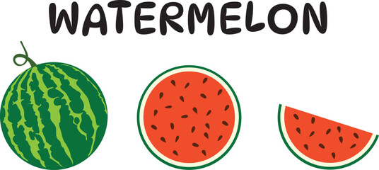 Poster - Watermelon vector. Watermelon on white background. wallpaper. free space for text.