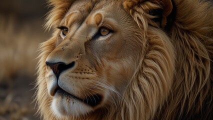 Wall Mural - Majestic Lion Close-Up Portrait