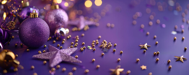 A cheerful greeting marking the end of the week on a rich purple surface, with stars and festive decorations adding to the celebration.