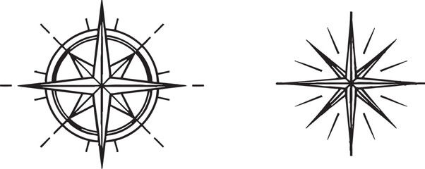 Poster - Isolated on white background, hand drawing of compass lines.