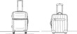 © Zaleman - A continuous line drawing of travel suitcases with wheels. Modern illustration of the outline of a travel bag. Editable strokes.