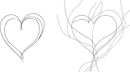 Valentine's day background design with heart shape, one line drawing.