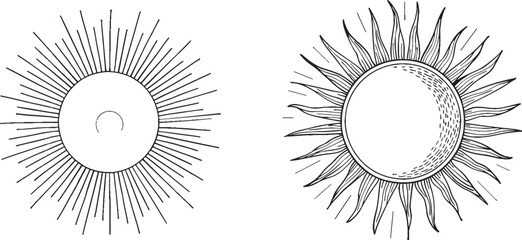 Poster - Summer sun contour line sign with hot temperature and summer sea travel symbol on white background.