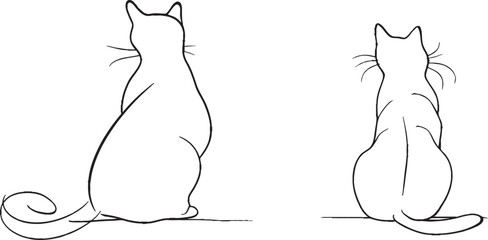 Fototapete - An illustration of a continuous cat on a white background. A modern illustration with a premium design feel.