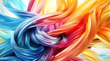 Wall Mural - Vibrant Swirling Ribbons of Essential Fatty Acids