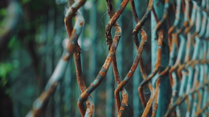 Captivating Close-Up of Chain-Link Fence Pattern and Details in Sunlight