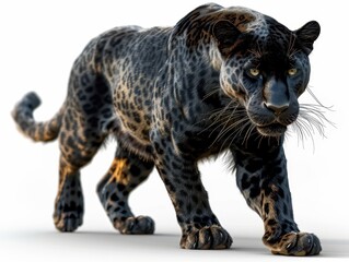 Majestic Black Panther Walking on Transparent Background